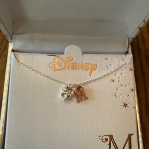 NWT Fine silver plated Disney M Initial necklace with Minnie charm